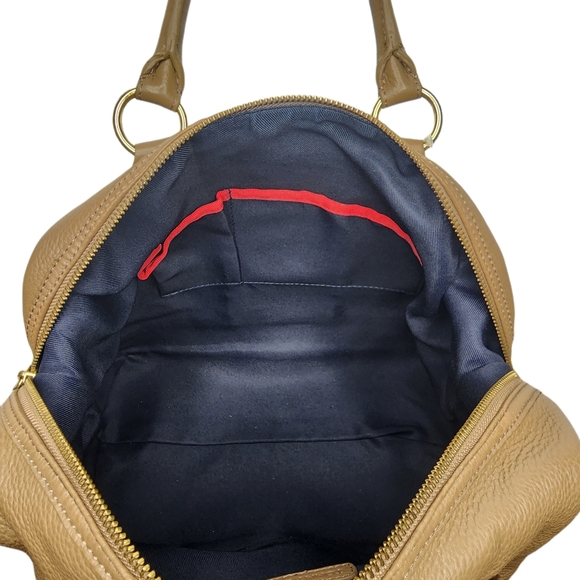 Tommy Hilfiger, Bowler Bag. Tan Pebbled Leather. VINTAGE! - Picture 11 of 13